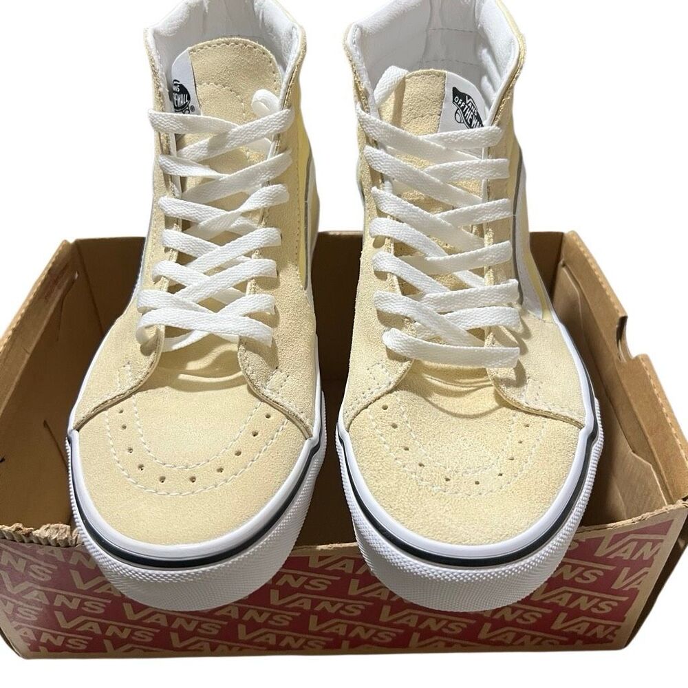 Pastel Yellow/ white Sk8 Hi Top Vans Lace up10.5 women